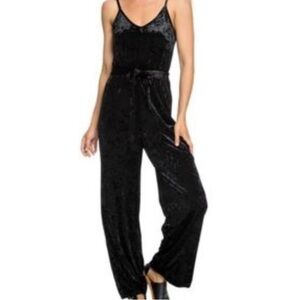 ROXY Black Velvet Strap Long Pant Jumpsuit size small